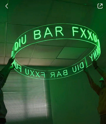 customized round acrylic led neon sign hanging space light