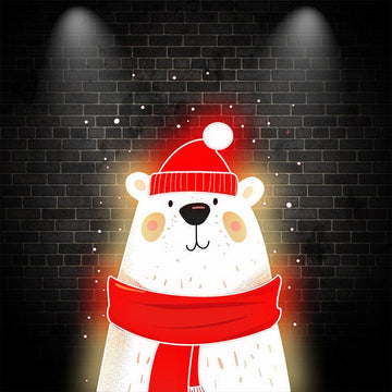 Cute Festive Christmas Bear - wearing a red hat and scarf, perfect holiday decoration neon signs
