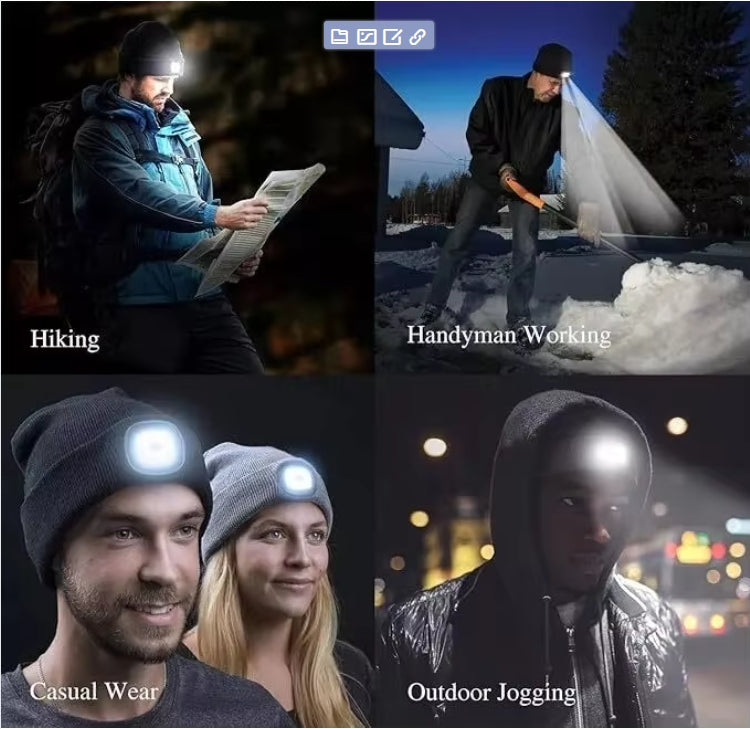 Adult Beanie Warm knitted weather resistant beanie Hats With Light - LED Torch Hat up Cycling Bike Sports