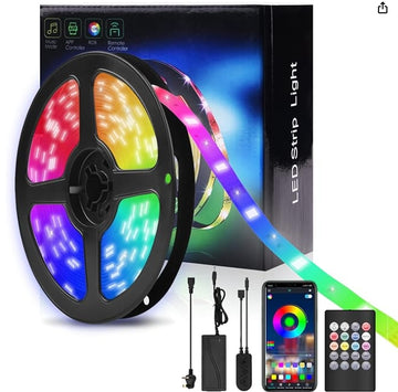RGB Flexible LED Strip - 5V Dual Control (Bluetooth+Infrared), 24-Key Remote for Girls' Bedroom & Party Decor