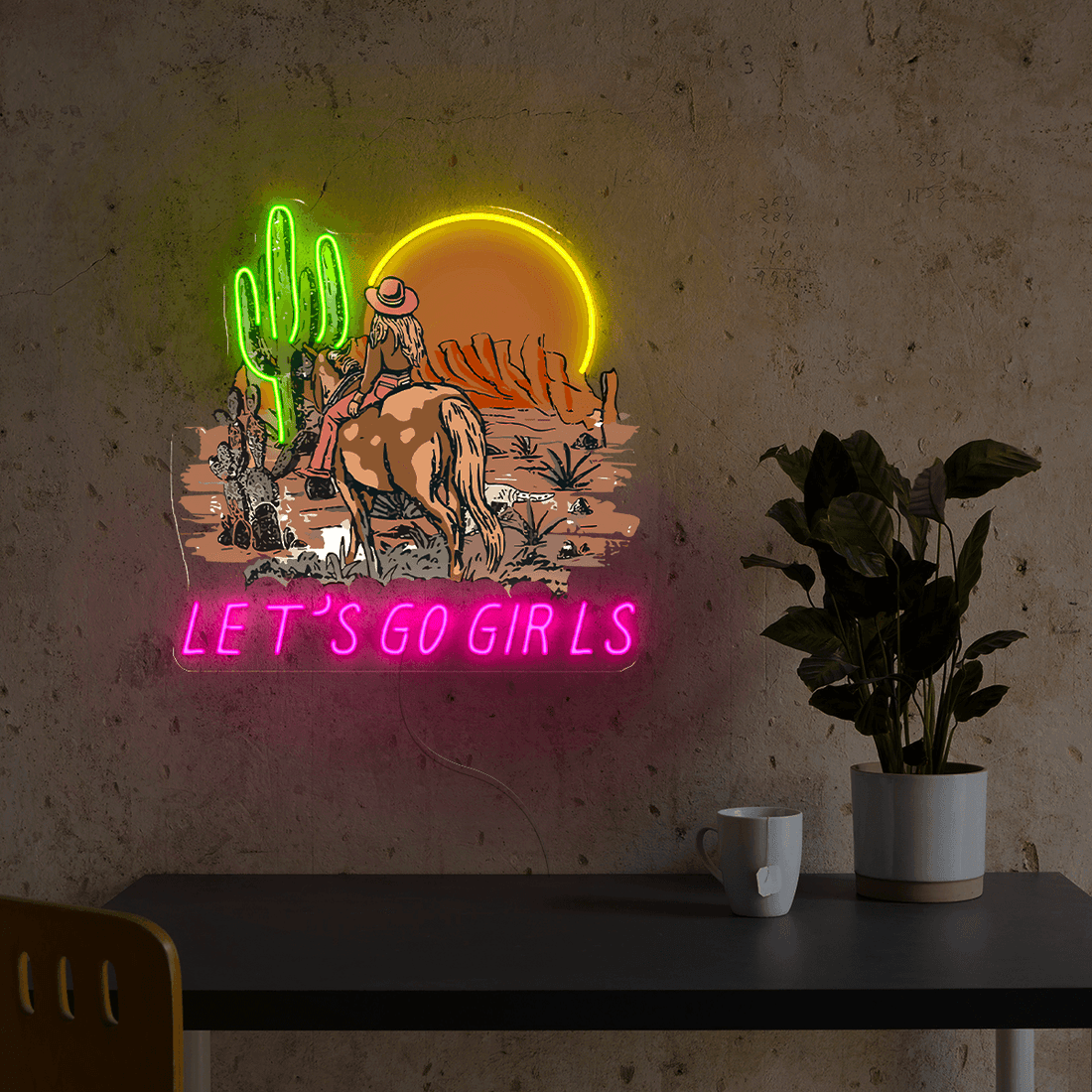 Let's Go Girls Country Western Artwork Led Neon Sign