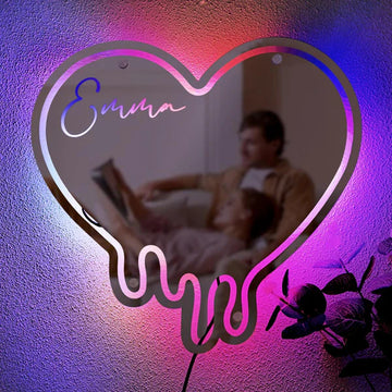 Personalized Name Mirror Light Melting Heart neon sign