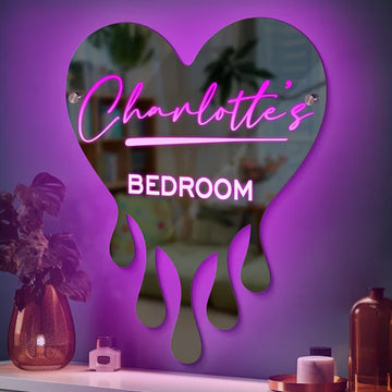 Personalized Melting Heart Name Mirror Light...