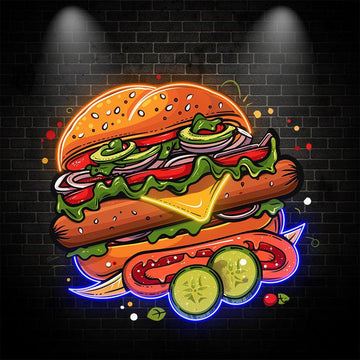 Tasty Burger Neon signs - Creative LED Decorative Lights with Multiple Ham and Vegetable Elements