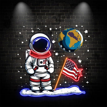 Astronaut Space Neon signs - LED Lighting with American Flag & Earth Creative Decorations