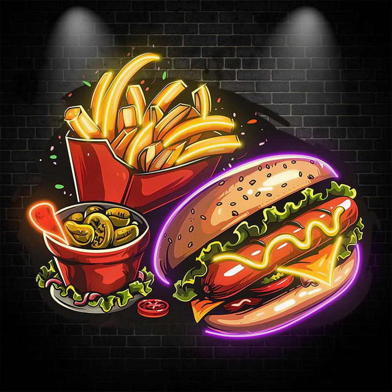 Tasty Set | Burger, Fries & Ice Cream Combo | The Perfect Meal, The Perfect Taste neon signs