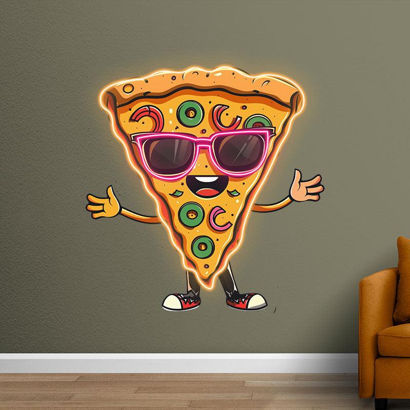 Funny Pizza Neon signs Lights - LED Lights, Smiley Face in Sunglasses Design, Creative Home Decor, Perfect Party Vibe