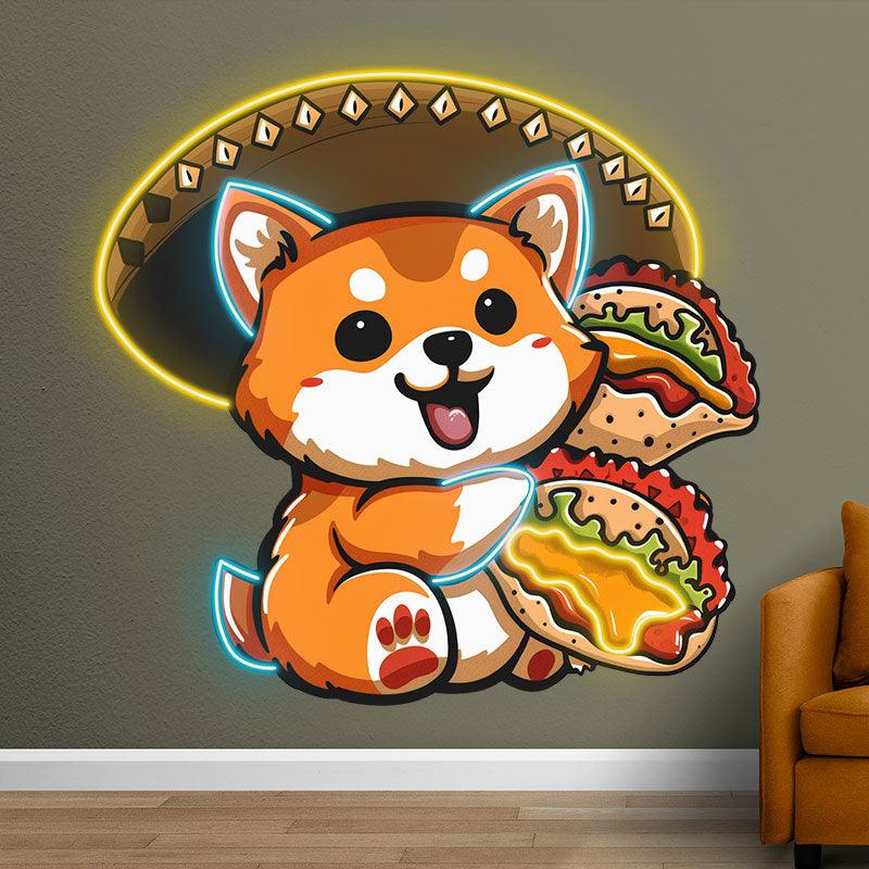 Cute Little Corky Neon signs Lights - LED lights, double burgers in hand, round circle of light on head, creative home decoration, perfect party atmosphere