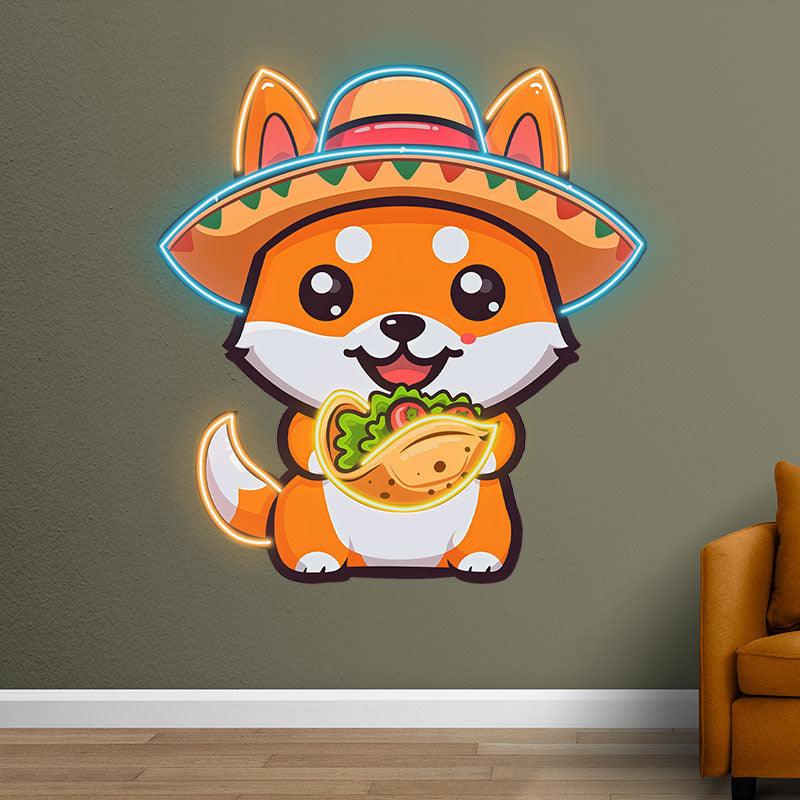 Cute Little Corky Neon signs Lights - LED Lighting, take a big burger in hand, wear a hat and laugh, creative home decoration, perfect party atmosphere