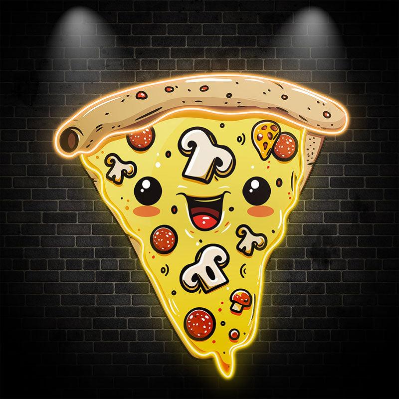 Creamy Chocolate Pizza Neon Lights - LED Lights, Smiley Face Emoji Design, Creative Home Decor, Perfect Party Vibe