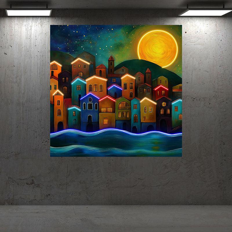 Creative Landscape Painting Neon | LED Wall Decorative Lights | Unique Home Art Lighting | For Bedroom, Living Room, Office Modern Decoration