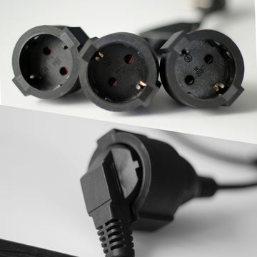 2-in-1 Y-shaped European standard three-core outdoor waterproof power extension cable 3x1.0mm² 0.34 long