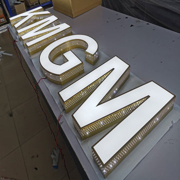 Waterproof Business Custom Punching Holes Led Channel Letters Front-lit LED Advertising Face Illuminated Channel Letter Sign