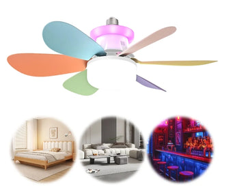 Hot Sale Modern 6 Blade LED Flower Lamp Light E26/E27 Ceiling Fans with Remote Control Dimming Feature 3 Color Bulbs