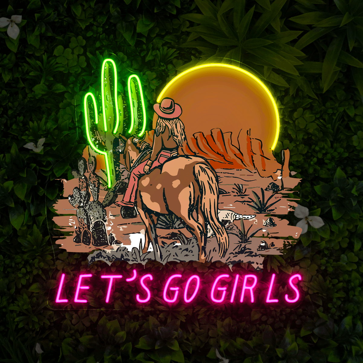 Let's Go Girls Country Western Artwork Led Neon Sign