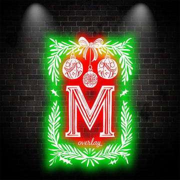 Merry Christmas Poker Shape Chart neon signs - Big M letter, hanging red lanterns, light up the holiday spirit!