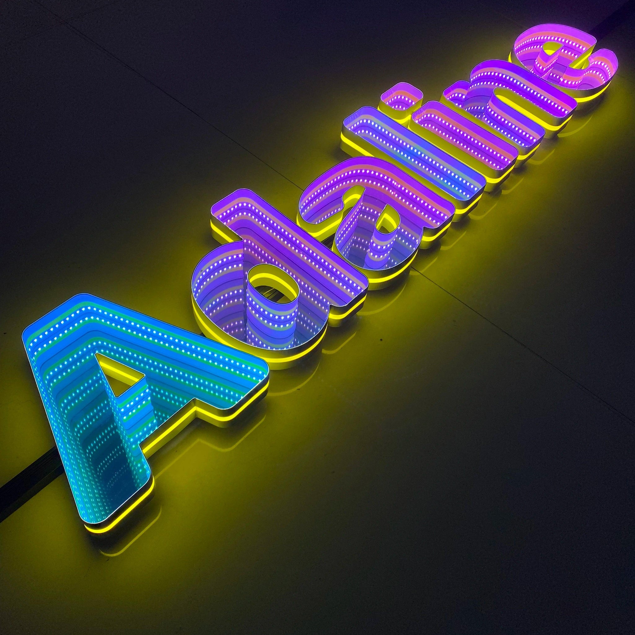 Stocked Infinity Mirror 3D Letter, Lowercase Letters Led Neon Sign, Perfect for Restaurant, Market, Bar, Hotel Decor
