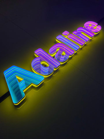 Stocked Infinity Mirror 3D Letter, Lowercase Letters Led Neon Sign, Perfect for Restaurant, Market, Bar, Hotel Decor