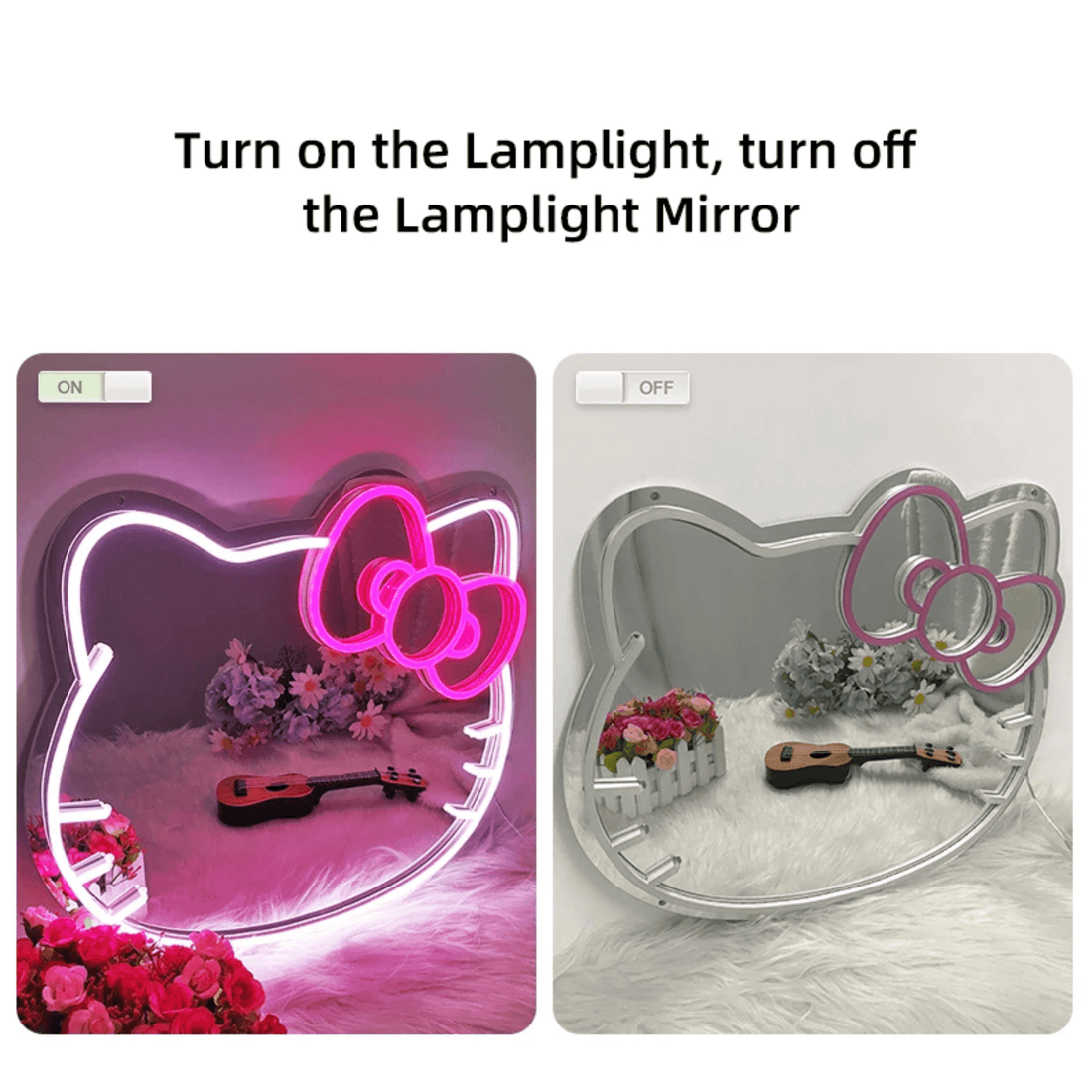 Hello Kitty Wall Mirror With Neon Light