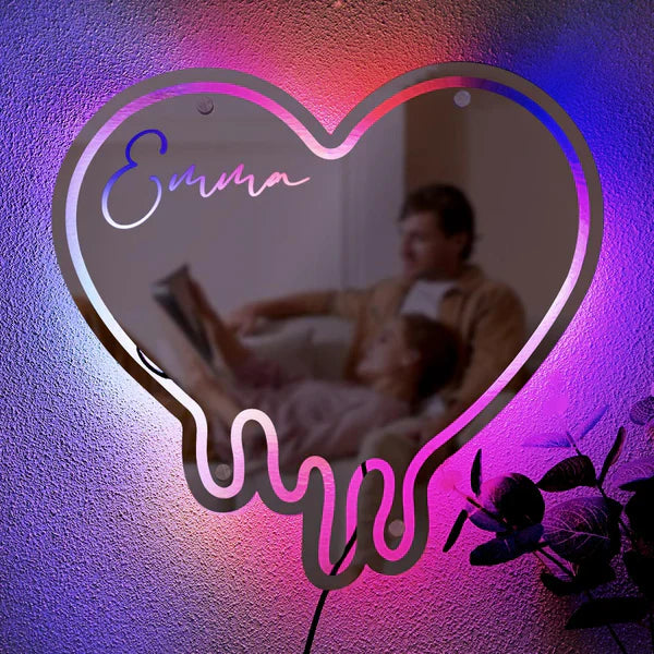 Personalized Name Mirror Light Melting Heart neon sign