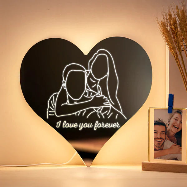 Personalized Photo Heart Mirror Colorful neon sign