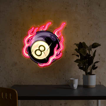 Billiards Ball Fire Artwork Led Neon Sign